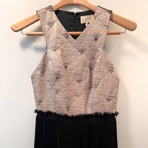 Nomad Morgan Carper rose gold and black midi dress with pleats